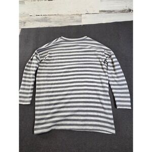 Simply Southern Striped Top Womens Large Grey Long Sleeve Side Button